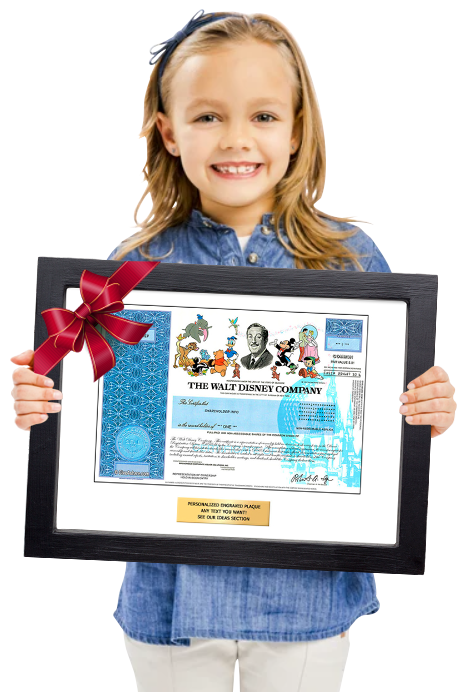 girl holding Disney certificate